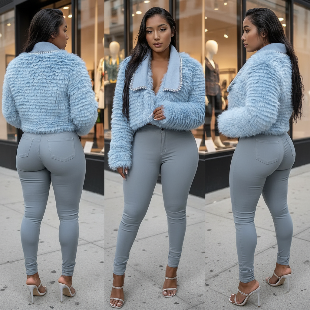 CRYSTAL FAUX FUR JACKET