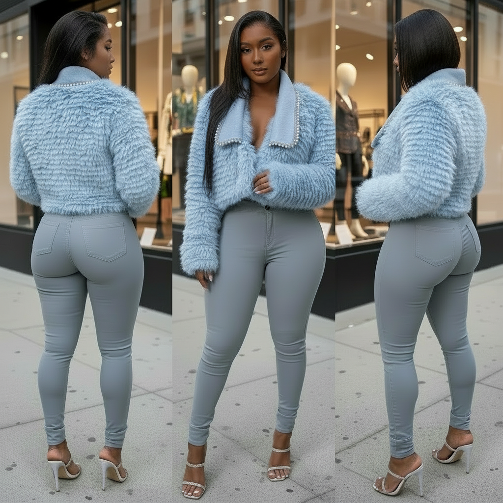 CRYSTAL FAUX FUR JACKET