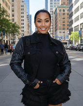 Load image into Gallery viewer, &quot;D - BLACK&quot; DENIM JACKET
